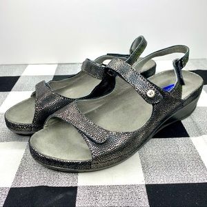 WOLKY Grey Pebble Strappy Platform Walking Sandals